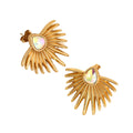 Wholesale Colorful Stone Trendy 304 Stainless Steel Stud Earrings-18K Gold Plated, Waterproof
