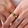 Jewelry wholesale Wholesale Geometric Faceted Stacked Trendy 304 Stainless Steel Ring, Waterproof