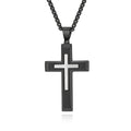 Wholesale Two-Tone Faceted Cross Hip Hop 304 Stainless Steel Necklace – Waterproof