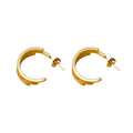 Jewelry wholesale Wholesale Triple Band Openwork Trendy 304 Stainless Steel Hoop Earrings-18K Gold Plated, Waterproof