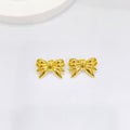 Wholesale Bow Trendy 304 Stainless Steel Stud Earrings-18K Gold Plated, Waterproof