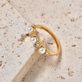 Jewelry wholesale Wholesale Pearl Cubic Zirconia Trendy 304 Stainless Steel Ring – 18K Gold Plated, Waterproof