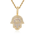 Jewelry wholesale Wholesale Cubic Zirconia Hamsa Hand Pendant Necklace, Chain 24in