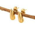 Wholesale Water Drop Trendy 304 Stainless Steel Stud Earrings-18K Gold Plated, Waterproof
