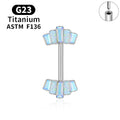 Jewelry wholesale Wholesale G23 Titanium 14G Push-in CZ Double Fan Opal-Nipple Barbell