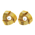 Wholesale Pearl Elegant 304 Stainless Steel Stud Earrings-18K Gold Plated, Waterproof