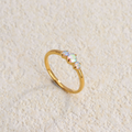 Jewelry wholesale Wholesale Three-Stone Cubic Zirconia Minimalist 304 Stainless Steel Band Ring – 18K Gold Plated, Waterproof