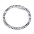 Jewelry wholesale 6 – 14 mm D/VVS1 Round-Cut Moissanite Cuban Link Bracelet – 18 K White-Gold Vermeil 925 Silver, 7 – 9 in, Micro-Pavé Hand-Set