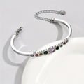 Jewelry wholesale Wholesale Colorful Heart Cubic Zirconia Trendy 304 Stainless Steel Bangle – 14K Gold & Rose Gold Plated, 2.36 in, Waterproof