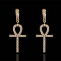 Wholesale Ankh Key Cross Cubic Zirconia Hip Hop Earrings