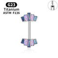 Jewelry wholesale Wholesale G23 Titanium 14G Push-in CZ Double Fan Opal-Nipple Barbell
