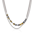 Jewelry wholesale Wholesale Stone Double Layer Chain Minimalist 304 Stainless Steel Snake Chain Necklace - Chain 18.90 in + 1.97 in Waterproof