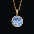 Jewelry wholesale Wholesale Cubic Zircon Hip Hop Round DIY Photo Pendant Necklace, Chain 24in