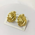 Wholesale Wrinkle Elegant 304 Stainless Steel Stud Earrings-18K Gold Plated, Waterproof