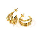 Jewelry wholesale Wholesale Bead Texture Elegant 304 Stainless Steel Hoop Earrings-18K Gold Plated, Waterproof
