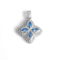 Wholesale Colorful Four Leaf Clover Cubic Zirconia Hip Hop Pendant Necklace, Chain 18in*5mm