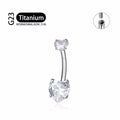 Jewelry wholesale Wholesale G23 Titanium 14G Internally Thread CZ Heart-Belly Button Rings