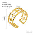 Wholesale Hammered Cross Classic 304 Stainless Steel Open Adjustable Ring, Waterproof
