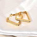 Wholesale Triangular Minimalist 304 Stainless Steel Hoop Earrings-18K Gold Plated, Waterproof