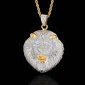 Wholesale Iced Out Lion Head Pendant Cubic Zirconia Hip Hop Copper Necklace, Chain 24in*3mm