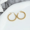 Wholesale Beads O Shaped Minimalist 304 Stainless Steel Hoop Earrings-18K Gold Plated, Waterproof