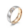 Wholesale Half-Heart Couple Rings – Titanium Steel Heart Matching Bands for Couples – Waterproof