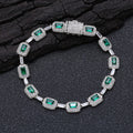 Jewelry wholesale Wholesale Jewelry Set Emerald Green Gemstone Cubic Zirconia Hip Hop Bracelet and Necklace, Chain 7in-24in,Waterproof