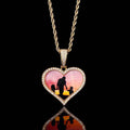Wholesale Custom Photo Heart-Shaped Cubic Zircon Hip Hop Pendant Necklace, Chain Length 24in