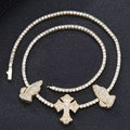Jewelry wholesale Wholesale 3.5mm Iced Out Praying Hands Cross Tennis Chain Necklace– Hip Hop Zircon Jewelry, Chain 18in,20in,22in,24in