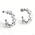 Jewelry wholesale C Shape Square Inlaid Zircon Stainless Steel Stud Earrings