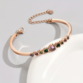 Jewelry wholesale Wholesale Colorful Heart Cubic Zirconia Trendy 304 Stainless Steel Bangle – 14K Gold & Rose Gold Plated, 2.36 in, Waterproof