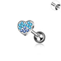 Jewelry wholesale Wholesale G23 Titanium 18G Internally Thread CZ Heart Stud Ear Piercing