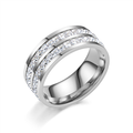 Jewelry wholesale Wholesale Double Row Cubic Zirconia Gorgeous 304 Stainless Steel Ring, Waterproof