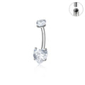 Jewelry wholesale Wholesale G23 Titanium 14G Internally Thread CZ Heart (Four-Prong) Barbell-Belly Button Rings