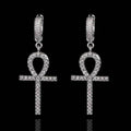 Wholesale Ankh Key Cross Cubic Zirconia Hip Hop Earrings