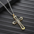 Wholesale Two-Tone Cross Hip Hop 316 Stainless Steel Necklace – Waterproof