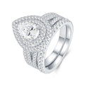 Jewelry wholesale Wholesale Moissanite D/VVS1 Pear Cut Three-Prong Four-Row Pavé Shoulder Engagement Ring – 18K White Gold Vermeil on 925 Silver, GRA Certified