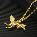 Wholesale Revenge Angel Cubic Zirconia Hip Hop Pendant Necklace,24in*3mm