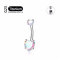 Jewelry wholesale Wholesale G23 Titanium 14G Internally Thread CZ Heart-Belly Button Rings