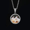 Jewelry wholesale Wholesale Cubic Zircon Hip Hop Round DIY Photo Pendant Necklace, Chain 24in