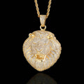 Wholesale Iced Out Lion Head Pendant Cubic Zirconia Hip Hop Copper Necklace, Chain 24in*3mm