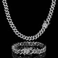 Wholesale 9mm Single Row Cuban Link Cubic Zirconia Jewelry Set Hip Hop Bracelet and Necklace, Chain 7in-24in