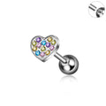 Jewelry wholesale Wholesale G23 Titanium 18G Internally Thread CZ Heart Stud Ear Piercing