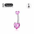 Jewelry wholesale Wholesale G23 Titanium 14G Internally Thread CZ Heart-Belly Button Rings