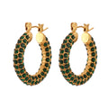 Wholesale Small Bold Cubic Zirconia Trendy 304 Stainless Steel Hoop Earrings - 18K Gold Plated, Waterproof