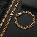 Jewelry wholesale Wholesale Cuban Link Jewelry Set Classic 304 Stainless Steel Bracelet and Necklace, Chain 7in-30in, Waterproof
