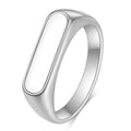 Jewelry wholesale Wholesale Rectangle Inlay Minimalist 304 Stainless Steel Signet Ring, Waterproof
