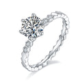 Jewelry wholesale Wholesale Moissanite 1CT D/VVS1 Round Cut  Six-Prong Pavé Shoulder Engagement Ring – 18K White Gold Vermeil on 925 Silver, GRA Certified