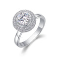 Jewelry wholesale Wholesale Moissanite 1CT D/VVS1 Round Brilliant-Cut Halo Engagement Ring – 925 Sterling Silver with 18K White Gold Vermeil, GRA Certified – Timeless Elegance