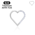 Jewelry wholesale G23 Titanium CZ Heart Clicker – Hinged Ring (16G), ASTM F-136